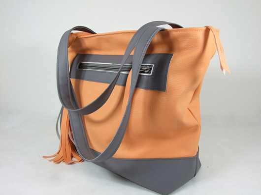 Pojemna torba XL szaro-brzoskwiniowa beautifulthings