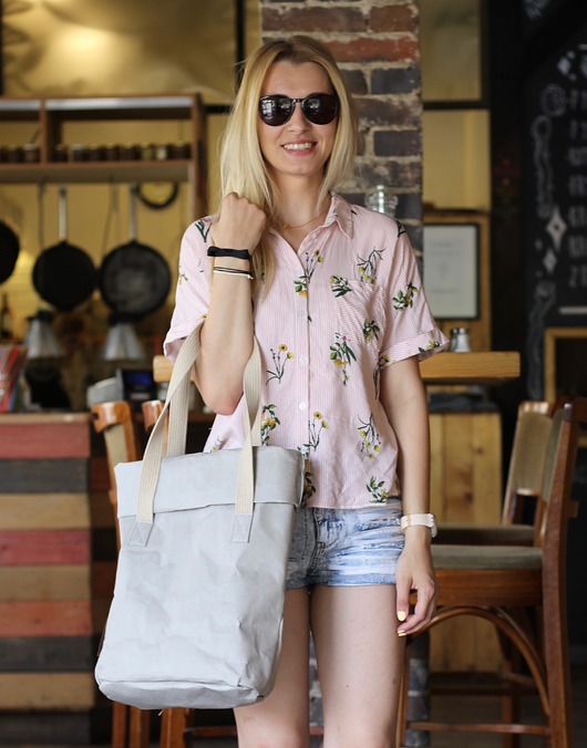 Sroka Tote – jasny szary srokabag
