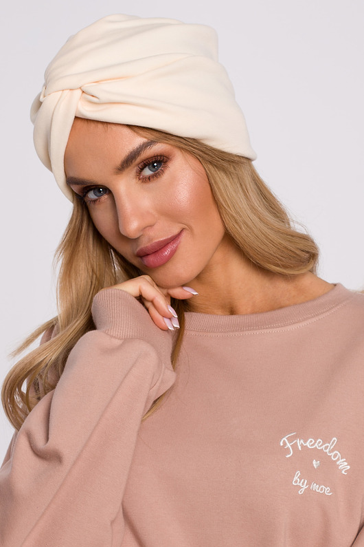 czapki damskie Czapka typu turban-śmietankowa(M-601)