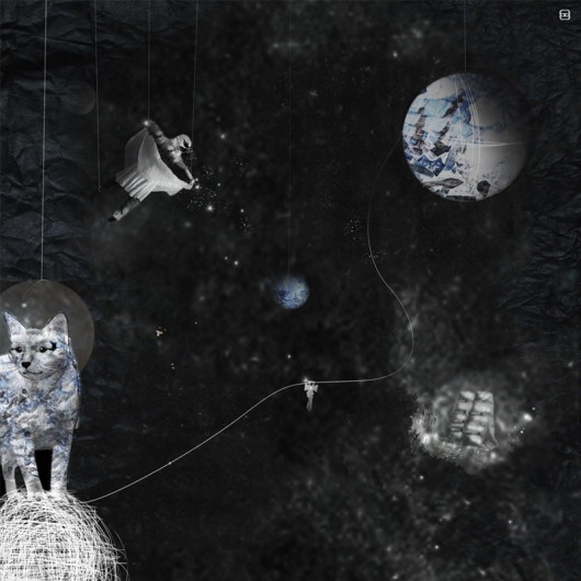 KOT W KOSMOSIE shabby chic GALAXY skandynawski Brevka