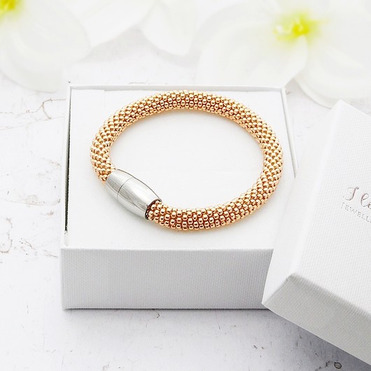 Bransoletka Koralikowa "Glamour Golden Rose" Ilovehandmade