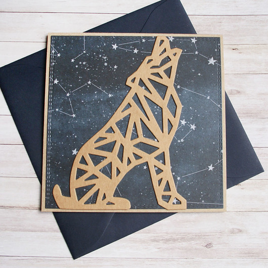 kartki scrapbooking The WOOLF :: kartka handmade :: WILK, wilczyca
