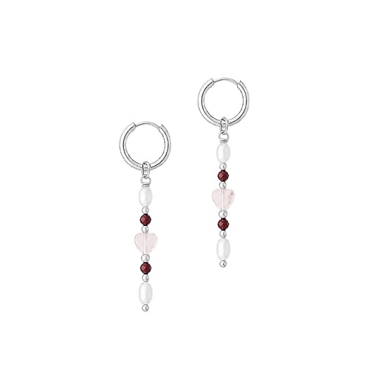 kolczyki z kamieniami Kolczyki koła symbol miłości - Srebrna stal szlachetna-12mm - Srebrna stal sz