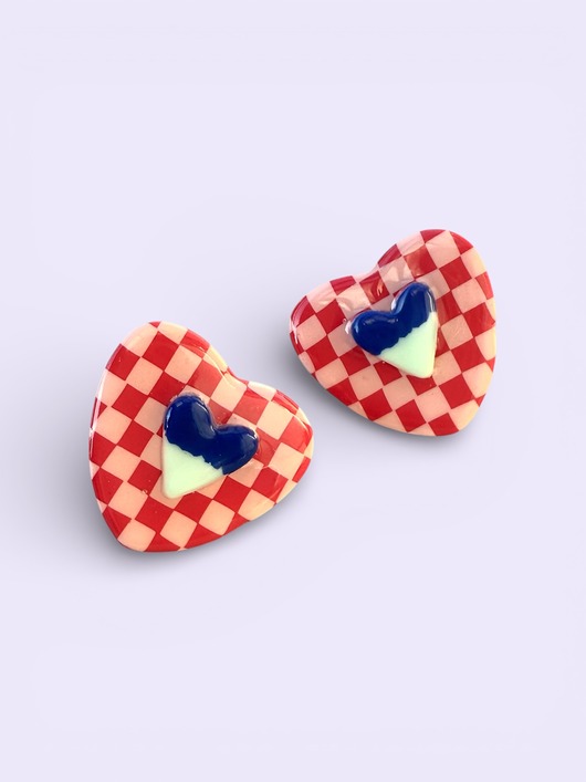 kolczyki z masy plastycznej Kolczyki Serduszka
