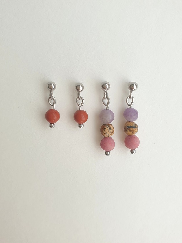 kolczyki z kamieniami Kolczyki MINI zestaw  rodonit, jaspis czerwony, jaspis obrazkowy, jadeit