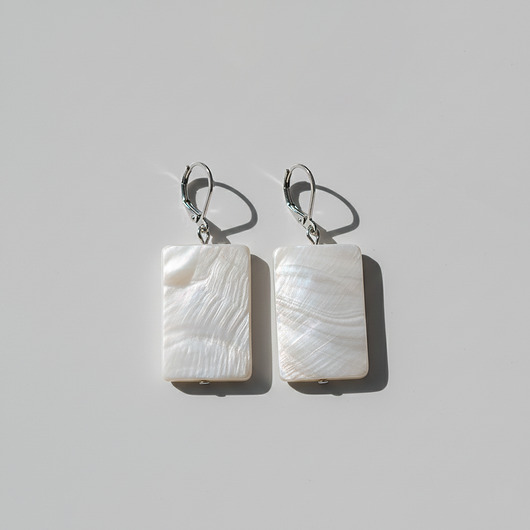 kolczyki z kamieniami Kolczyki Prostokątne białe