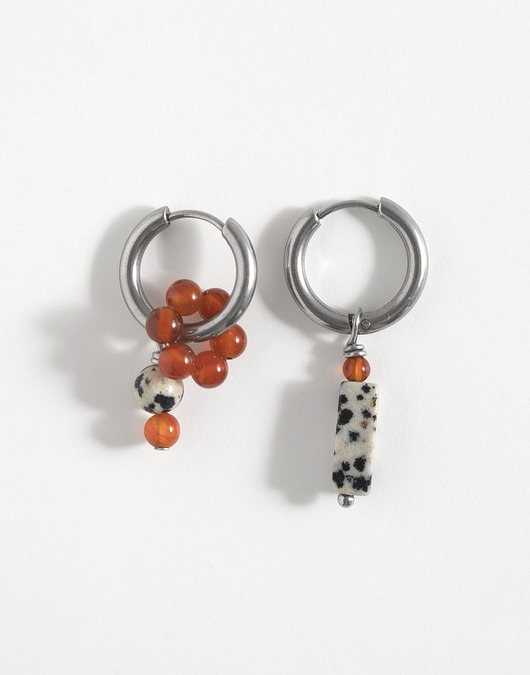 kolczyki z kamieniami Srebrne kolczyki koła z kamieni naturalnych