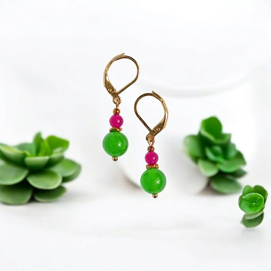 kolczyki z kamieniami SUMMER COLLECTION : drobne kolczyki : kolorowy jadeit III