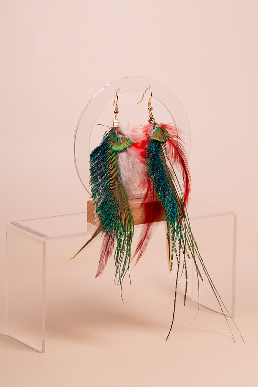 kolczyki z piórami Kolczyki pióra naturalne