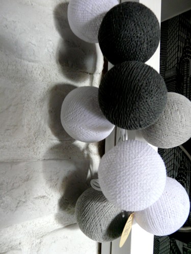 Qule Lampki Cotton Balls Light Gray & White Love qule