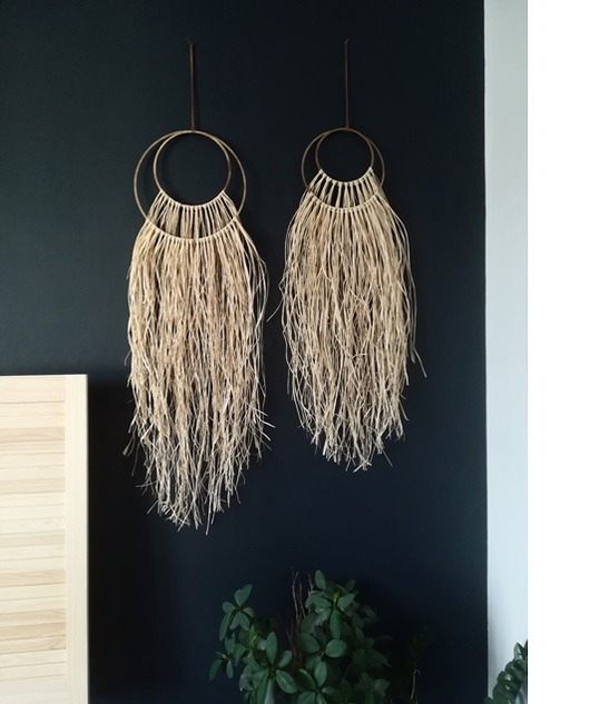 1 x dekoracja ścienna z rafii Wooden Love