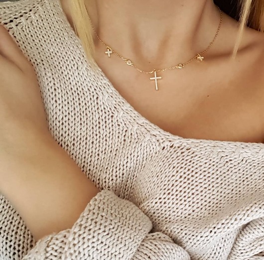 Choker/ naszyjnik z krzyżykami - srebro 925  Coccola JEWELLERY
