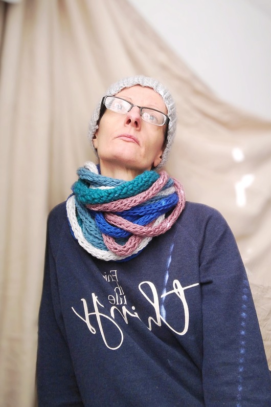 szale damskie Szal zamotka szalik wrzosowo morski