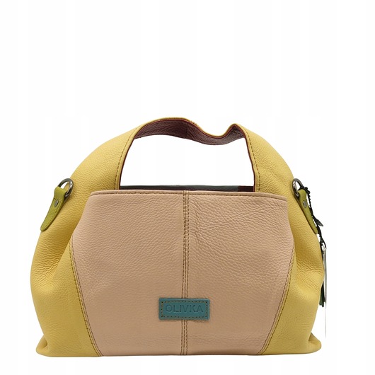 torby na ramię Torebka damska skórzana do ręki ze skrawków skór elegancka kolorowa OLIVKA