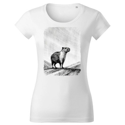t-shirt damskie Tatra Art i kapibara na szlaku w górach jako turysta damska