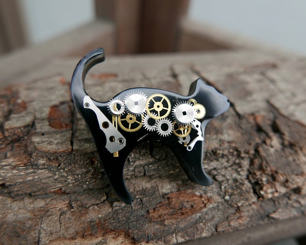 broszki Broszka mechaniczny kot 19