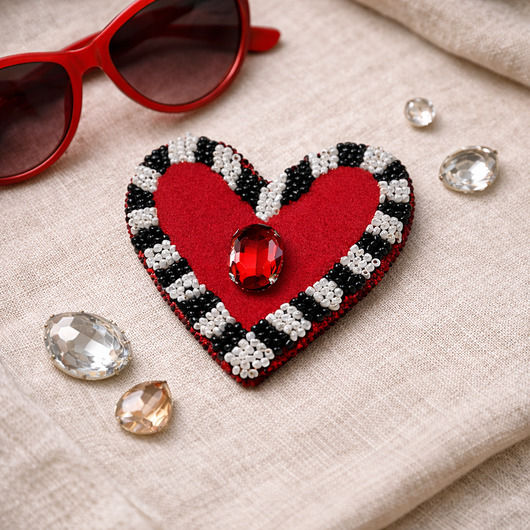 broszki Broszka Serce w paski