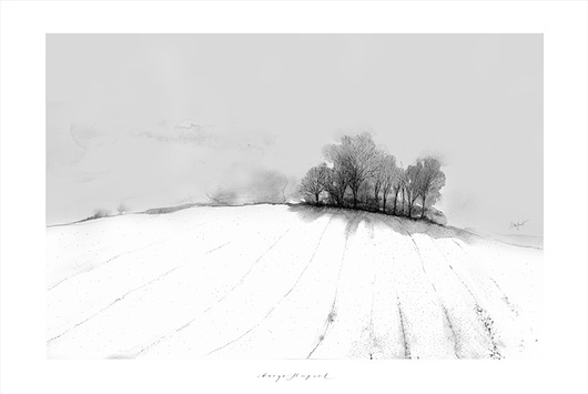 Zimowy pejzaż, print 30x40 cm Margo Hupert