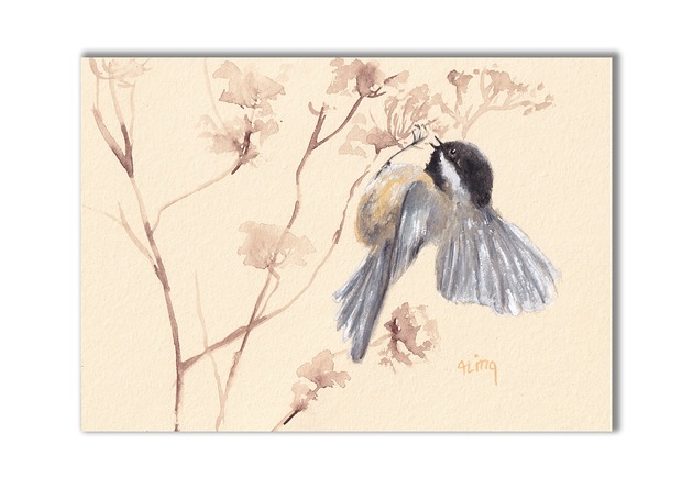 grafiki i ilustracje Sikorka sosnówka. Akwarela ręcznie malowana