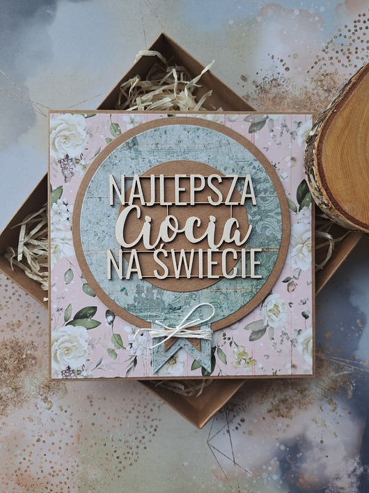 kartki scrapbooking Kartka dla cioci ze żłobka/przedszkola  na Dzień Edukacji