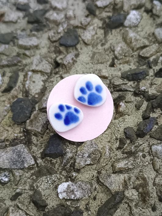 kolczyki ceramiczne Kolczyki ceramiczne Bolesławiec łapki