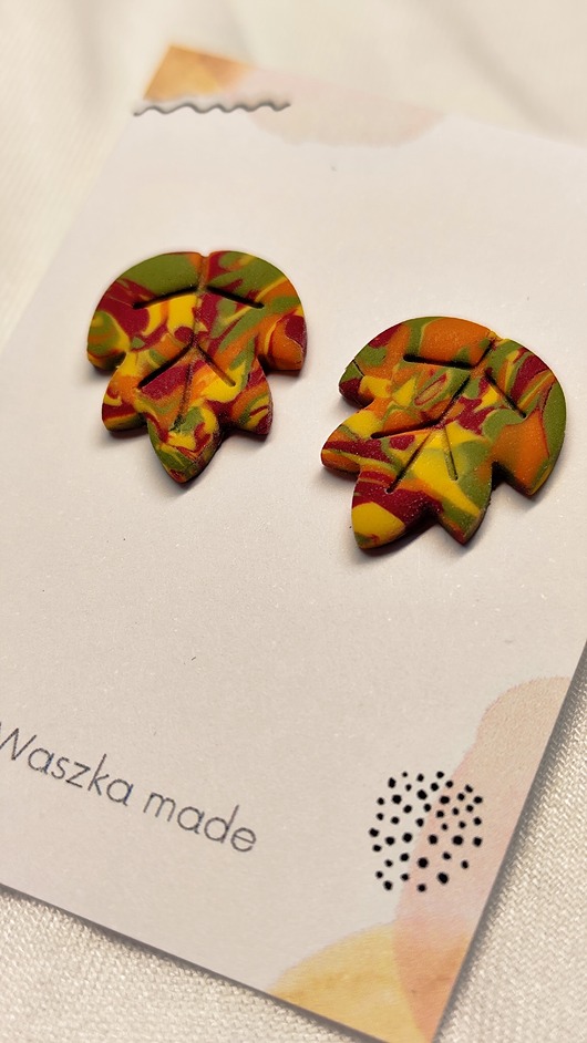 kolczyki z masy plastycznej Kolczyki jesienne liście mix