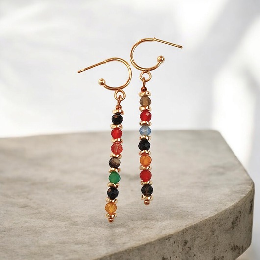 kolczyki z kamieniami Jesienne patyczaki : długie kolczyki : agat, ozdobne sztyfty