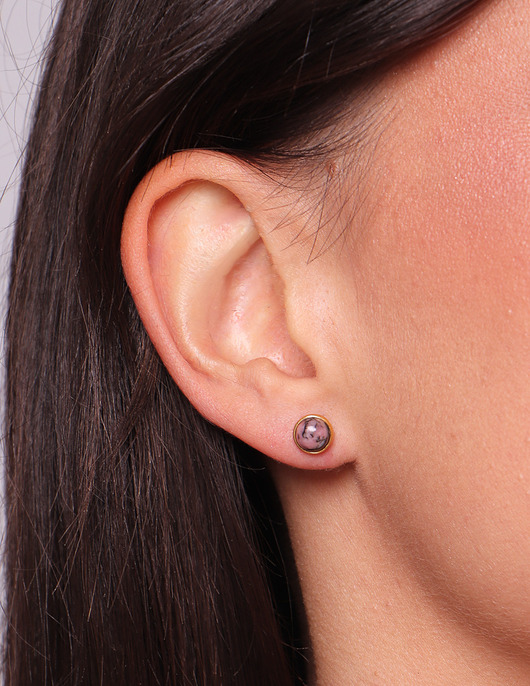 kolczyki pozłacane Kolczyki pozłacane sztyfty - rodonit