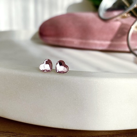 kolczyki swarovski Kolczyki - kryształy Swarovski -Różane serduszka