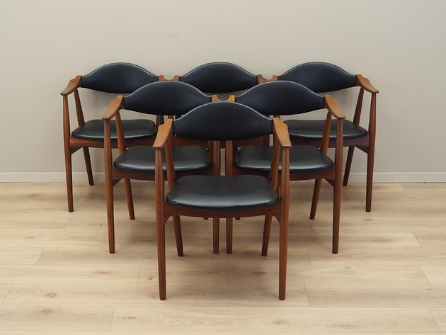 krzesła Komplet sześciu krzeseł tekowych, duński design, lata 70, Farstrup M