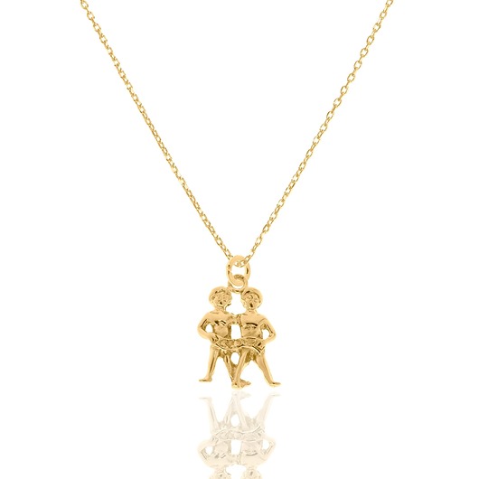 złote naszyjniki Naszyjnik srebrny pozłacany ze znakiem zodiaku Bliźnięta