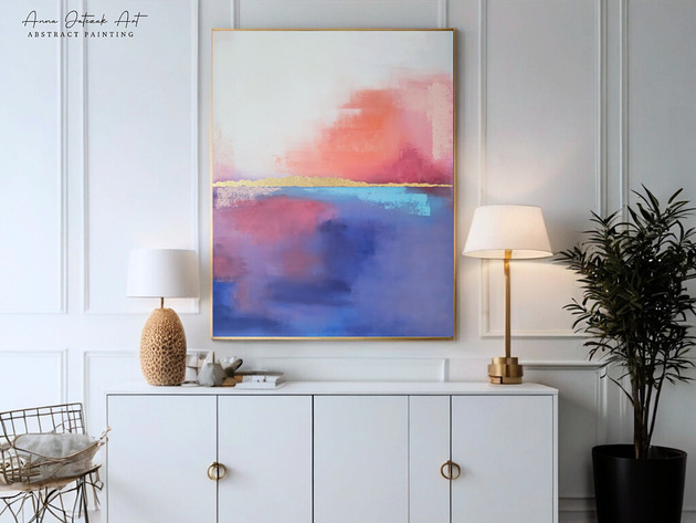 obrazy SOFT LIGHT Ręcznie malowany obraz ze złotem 70x100 cm