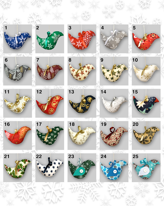 ozdoby choinkowe Świąteczne ptaszki do wyboru z 25. wzorów