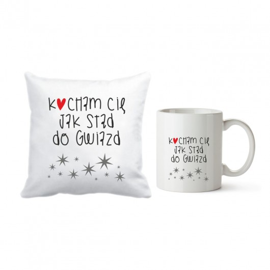 zestaw. kubek i poszewka. kocham do gwiazd Love Life and Forest