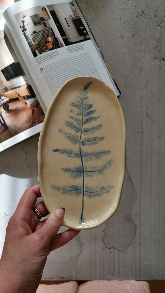 pojemniki na biżuterię Talerz Ceramiczny Paproć no 2