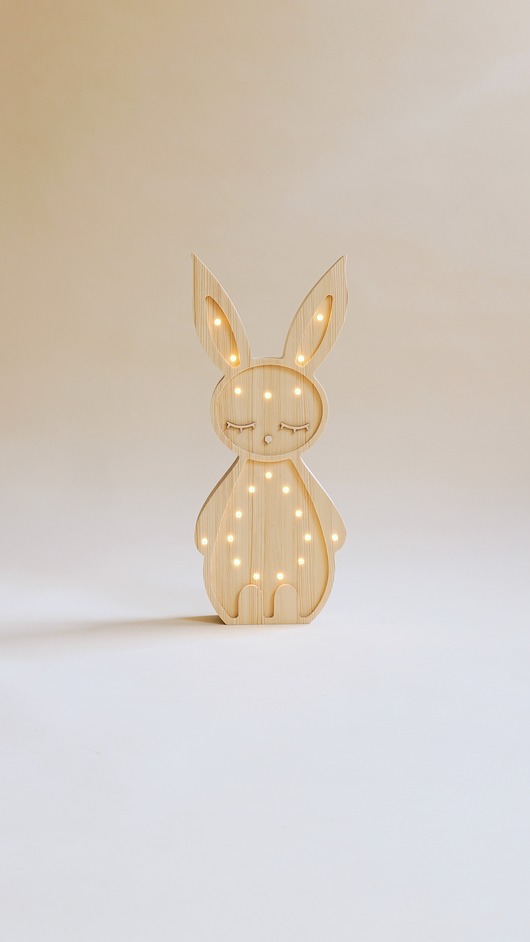 lampy do pokoju dziecka Drewniana Lampka Zając - Natural
