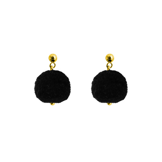 Kolczyki pozłacane Black Pompoms  AFRODITTE COLLECTION