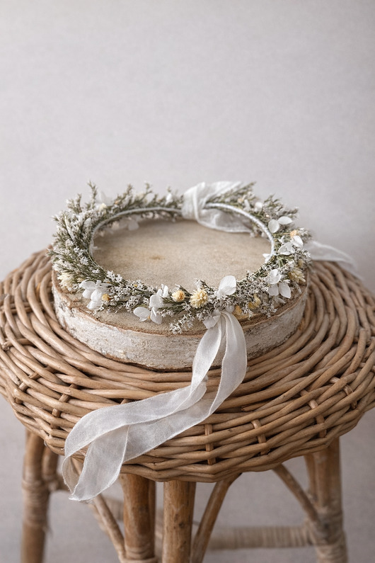 Ślubne ozdoby do włosów Wianek na głowę trwały i naturalny suszki