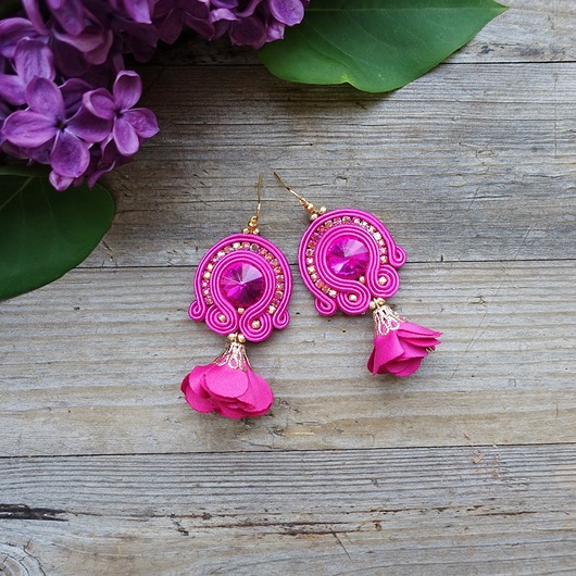 Koktajlowe  kolczyki soutache Mró Soutache