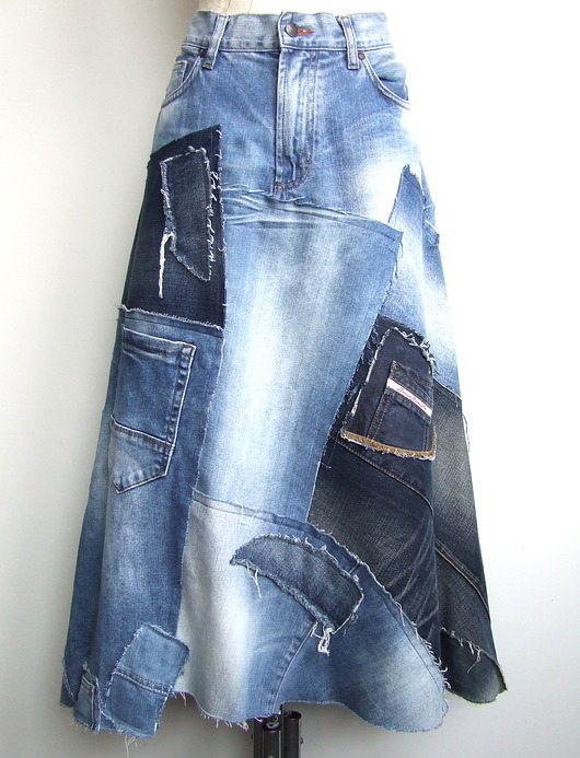 spódnice maxi Patchworkowa spódnica jeans r.