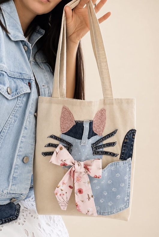 torby na ramię Torba SHOPPER BAG 100% bawełna zero waste denim KOTEK