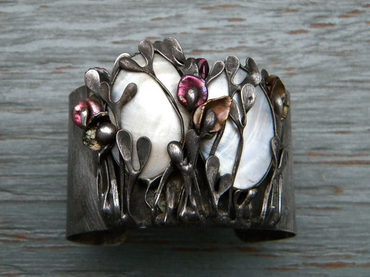 bransoletki wire wrapping perłowe owale - BRANSOLETA MANKIET - CUFF