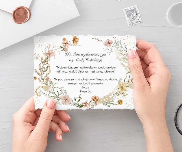 kartki okolicznościowe - wydruki Podziękowanie dla nauczyciela koniec roku szkolengo