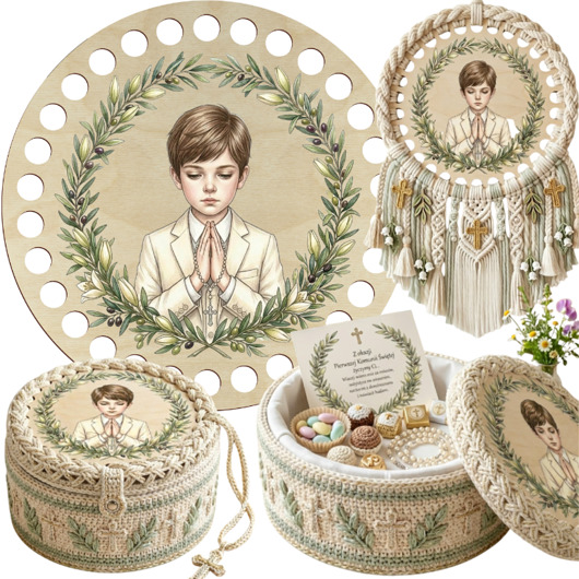 komunia - pozostałe Baza Koszyka KOLOROWA do Szydełkowania Prezent Pamiątka Pierwszej Komunii