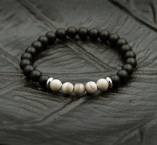 biżuteria męska OPTYMIZM, SIŁA - krzemień pasiasty, onyks