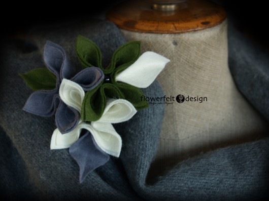 ecru grey olive FlowerFelt Design