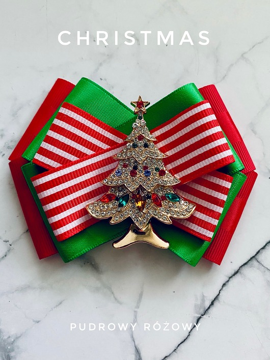 broszki Brosza z Choinką z kryształkami Mikołajki Święta