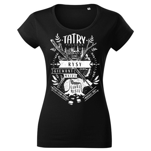 t-shirt damskie Tatra Art - Tatry Polskie koszulka t-shirt czarny damski tatromaniaczka