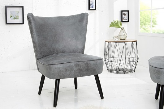 Fotel Retro antyczna szarość drewno vintage 75cm Home Design
