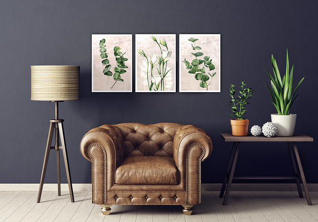 OBRAZ NA PŁÓTNIE -ROŚLINKI 3 części 50x70cm LUdesign gallery